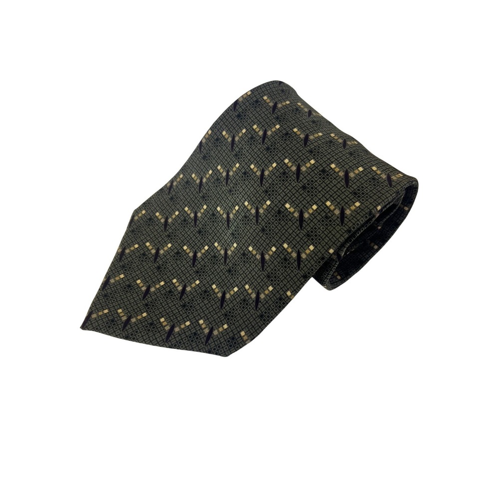 Bill Blass Black Label Necktie Geometric Pattern Silk Tie‎ Mens